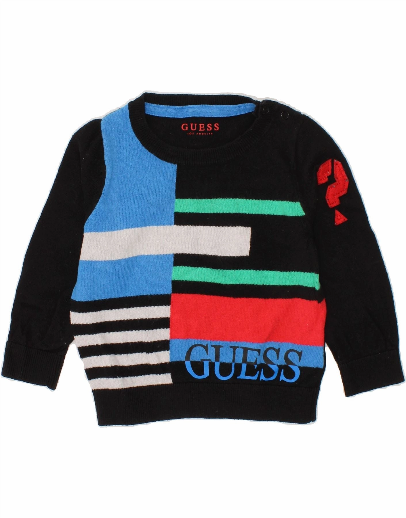 MultiDirectional Flexibility GUESS Baby Boys Graphic Boat Neck Jumper Sweater 12-18 Months Black