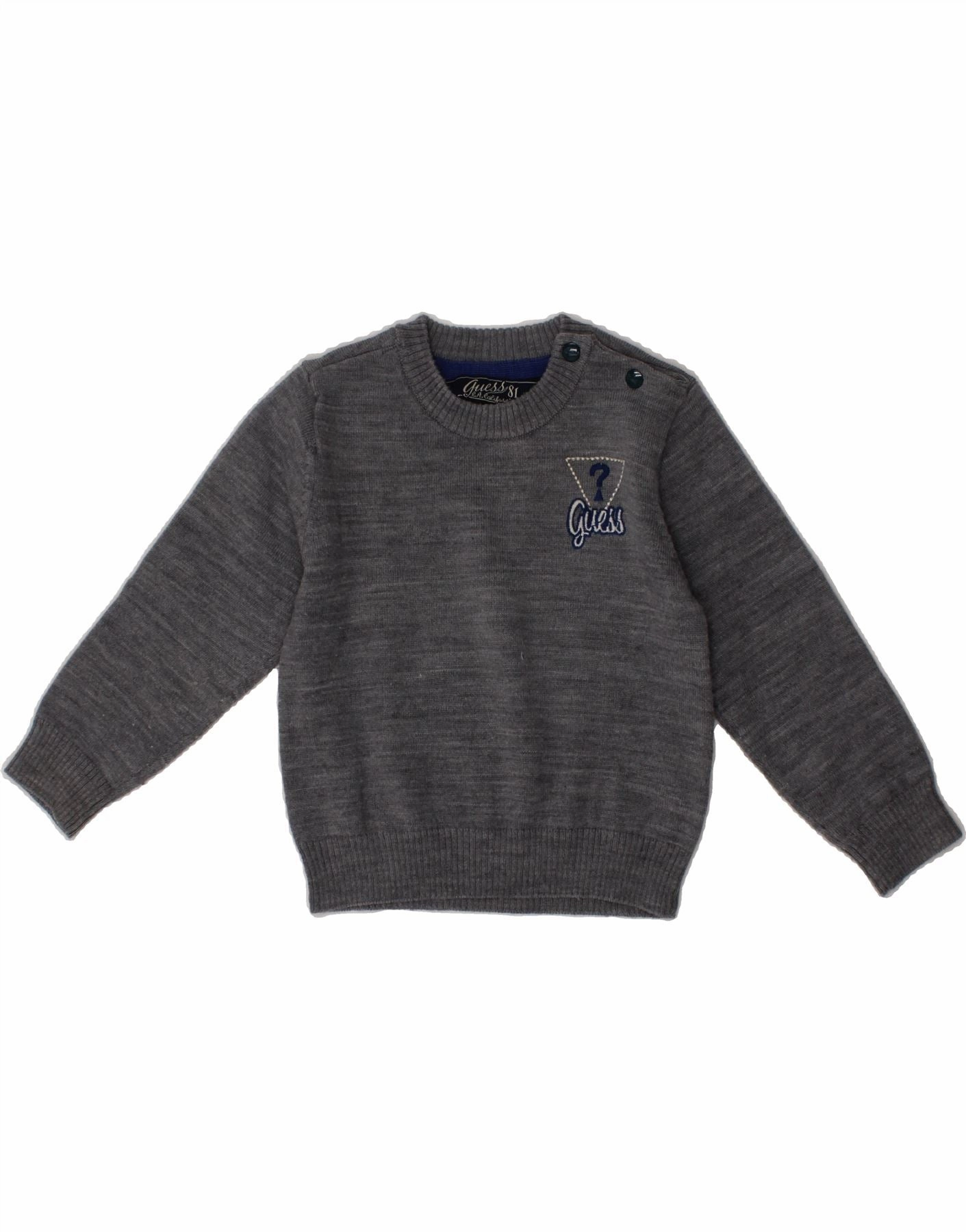 GUESS Baby Boys Graphic Crew Neck Jumper Sweater 9-12 Months Grey Classic MultiDirectional Stretch
