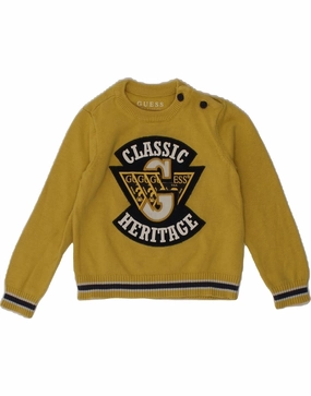 Core Style Lightweight Design GUESS Baby Boys Graphic Crew Neck Jumper Sweater 9-12 Months Yellow Cotton