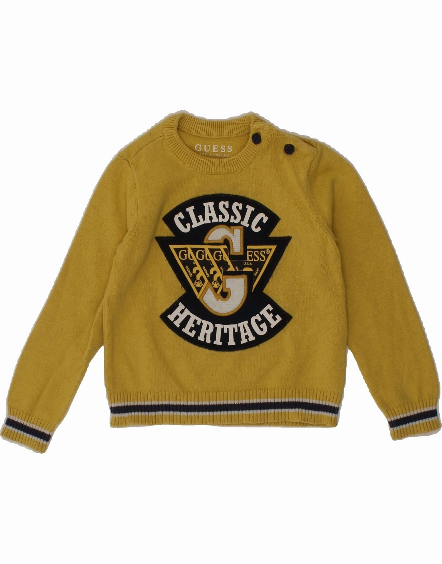 Core Style Lightweight Design GUESS Baby Boys Graphic Crew Neck Jumper Sweater 9-12 Months Yellow Cotton