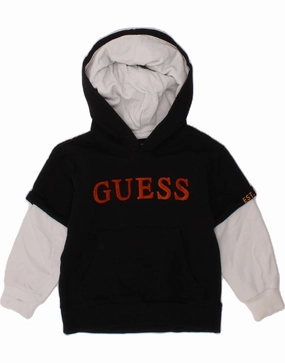 GUESS Baby Boys Graphic Hoodie Jumper 18-24 Months Black Colourblock Cozy Weekend Fresh Season