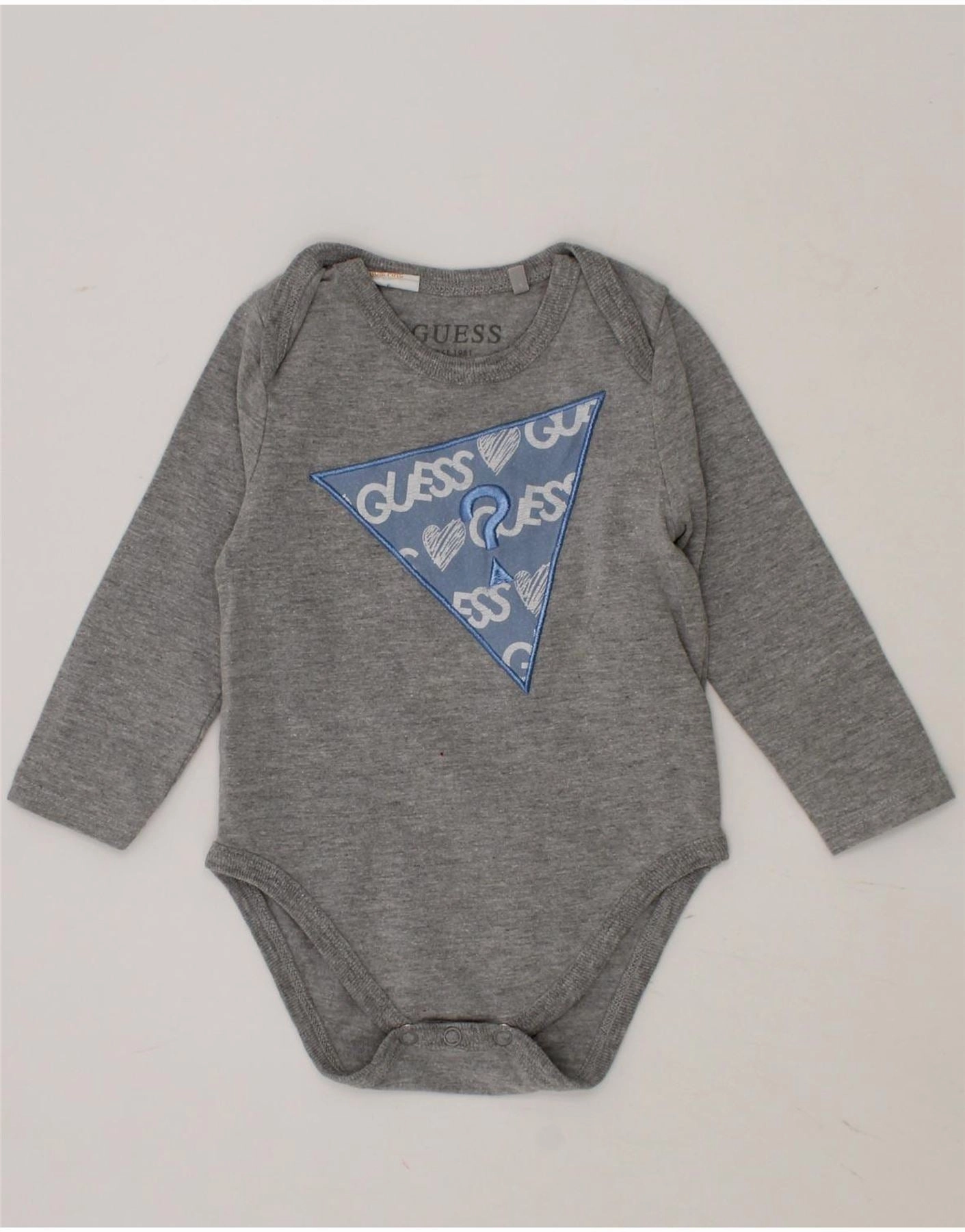 Simple Picnic GUESS Baby Boys Graphic Long Sleeve Bodysuit 3-6 Months Grey Cotton