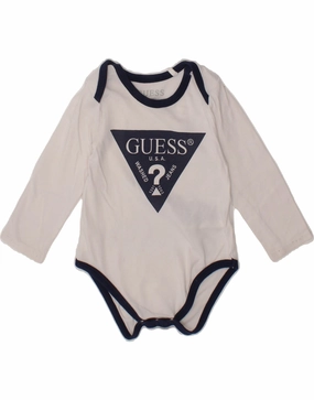 Versatile Outdoor Slim Elegant GUESS Baby Boys Graphic Long Sleeve Bodysuit 6-9 Months White Cotton
