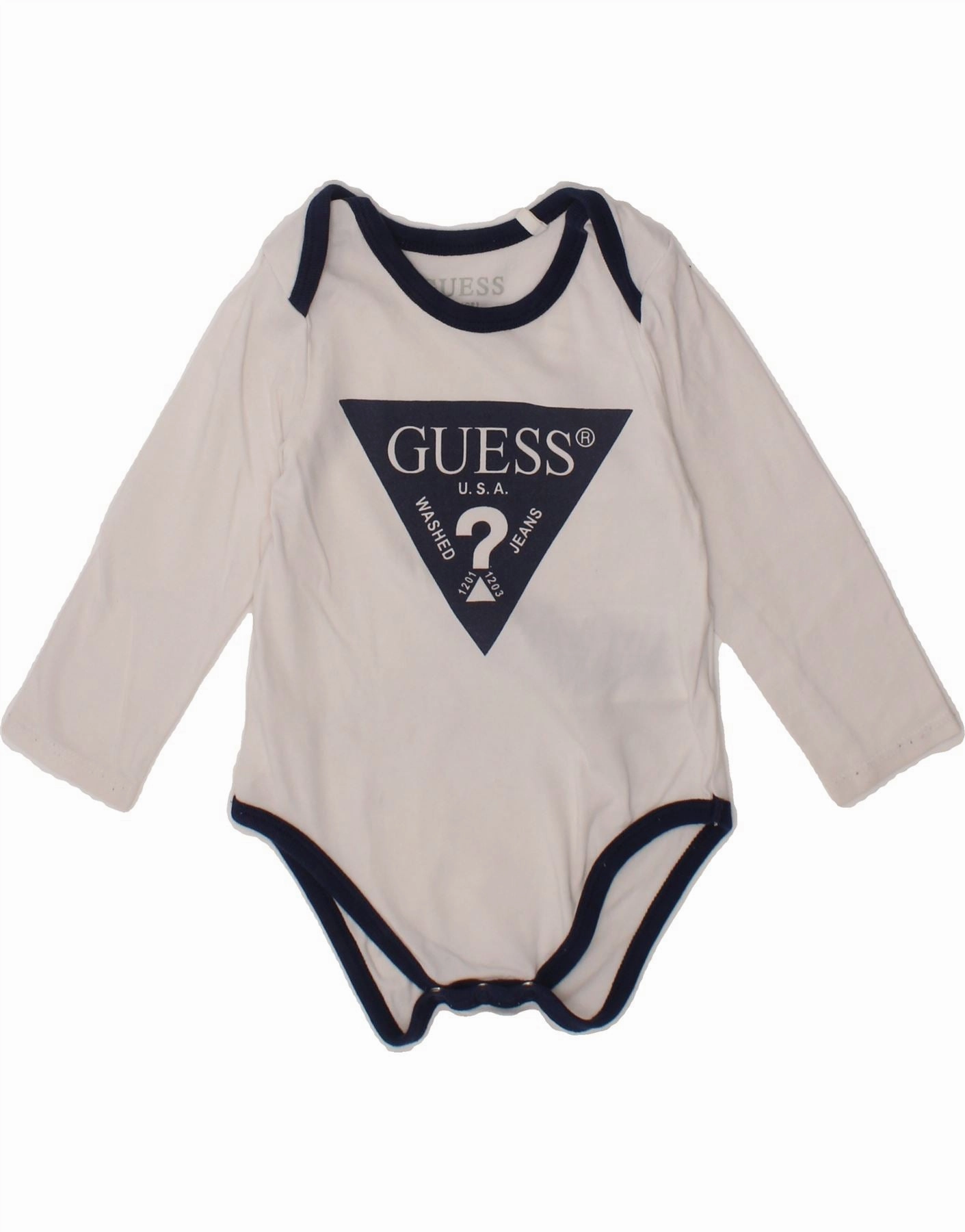 Versatile Outdoor Slim Elegant GUESS Baby Boys Graphic Long Sleeve Bodysuit 6-9 Months White Cotton