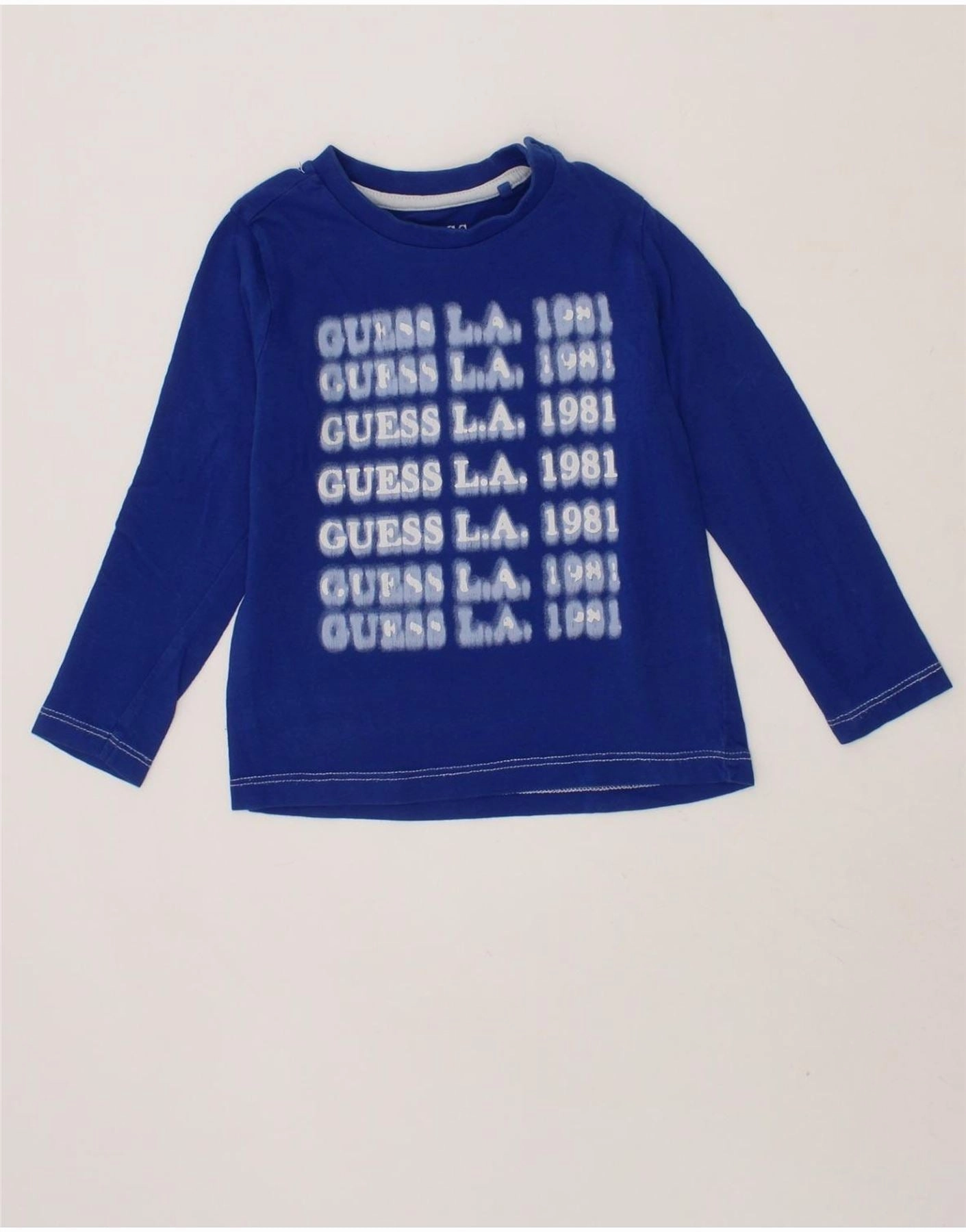 Non Iron Fabric Classy Detail GUESS Baby Boys Graphic Top Long Sleeve 18-24 Months Blue Cotton