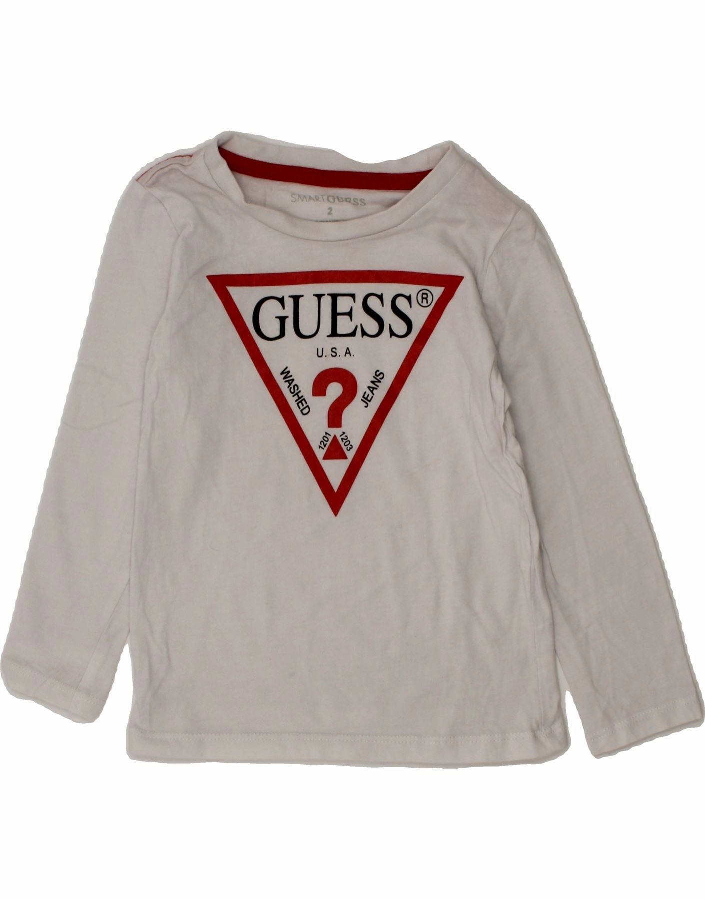 GUESS Baby Boys Graphic Top Long Sleeve 18-24 Months White Mesh Insert Trendy Apparel