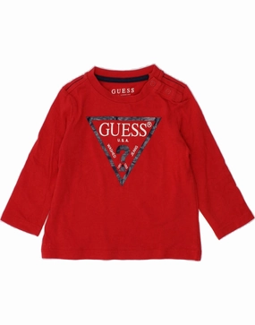 bohemian flair Performance Fabric GUESS Baby Boys Graphic Top Long Sleeve 6-9 Months Red Cotton