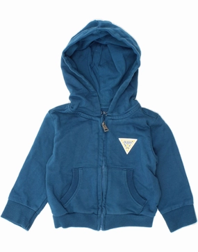 Thermoregulating Technology Soft Stretch GUESS Baby Boys Graphic Zip Hoodie Sweater 3-6 Months Blue