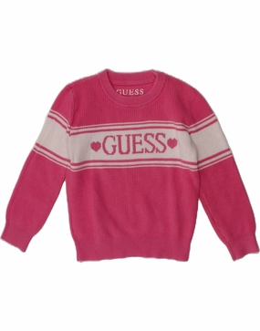 Light Drape SoftTouch Finish GUESS Baby Girls Crew Neck Jumper Sweater 18-24 Months Pink Colourblock