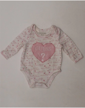 Clean Guest GUESS Baby Girls Graphic Long Sleeve Bodysuit 0-3 Months White