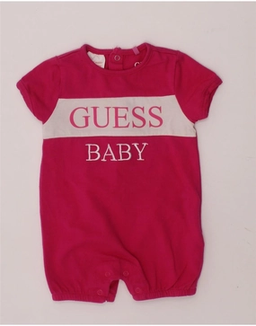 Eco Unisex Premium Urban GUESS Baby Girls Graphic Playsuit 3-6 Months Pink Colourblock Cotton