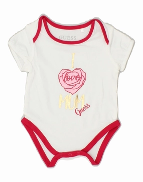 Relaxed Slim GUESS Baby Girls Graphic Short Sleeve Bodysuit 0-3 Months White Floral