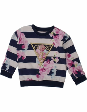GUESS Baby Girls Graphic Sweatshirt Jumper 18-24 Months Navy Blue Floral Warm Fabric Off Duty