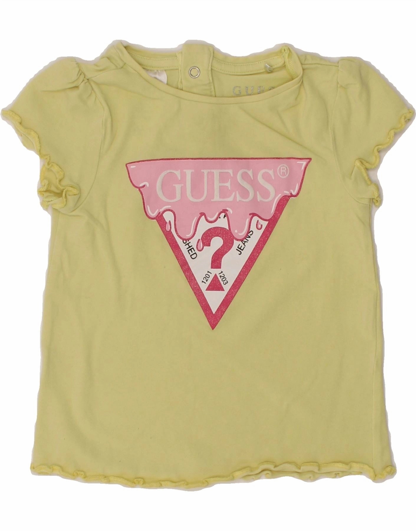 GUESS Baby Girls Graphic T-Shirt Top 12-18 Months Yellow Ergonomic Back Panel elegant design