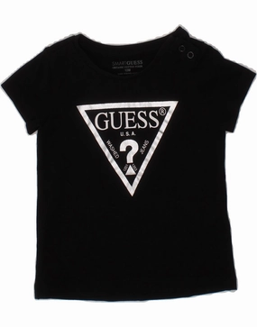 GUESS Baby Girls Graphic T-Shirt Top 9-12 Months Black Cotton Tall friendly UV Protection