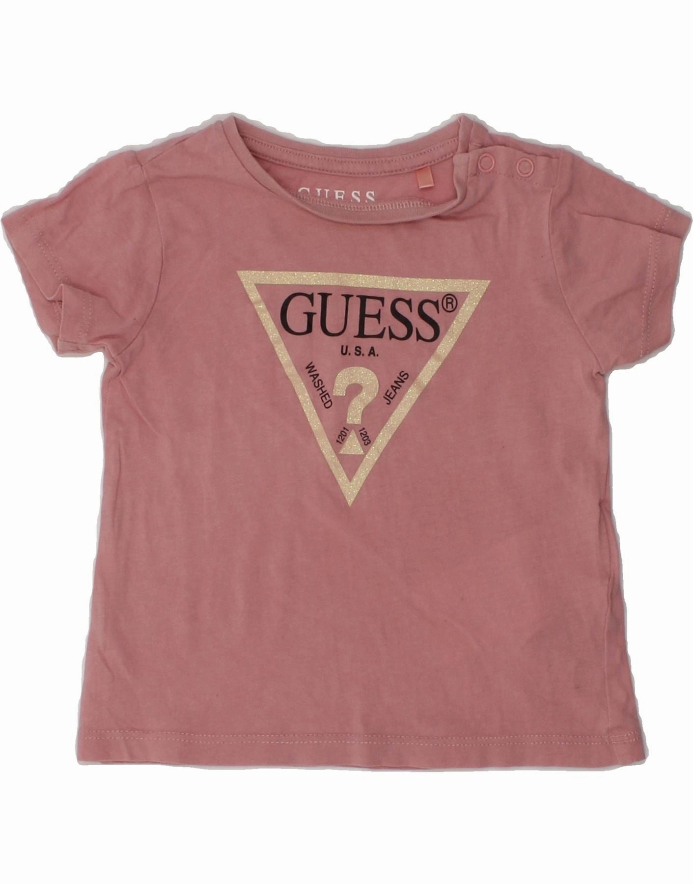 Moisture Wicking Layer Wardrobe Essential GUESS Baby Girls Graphic T-Shirt Top 9-12 Months Pink