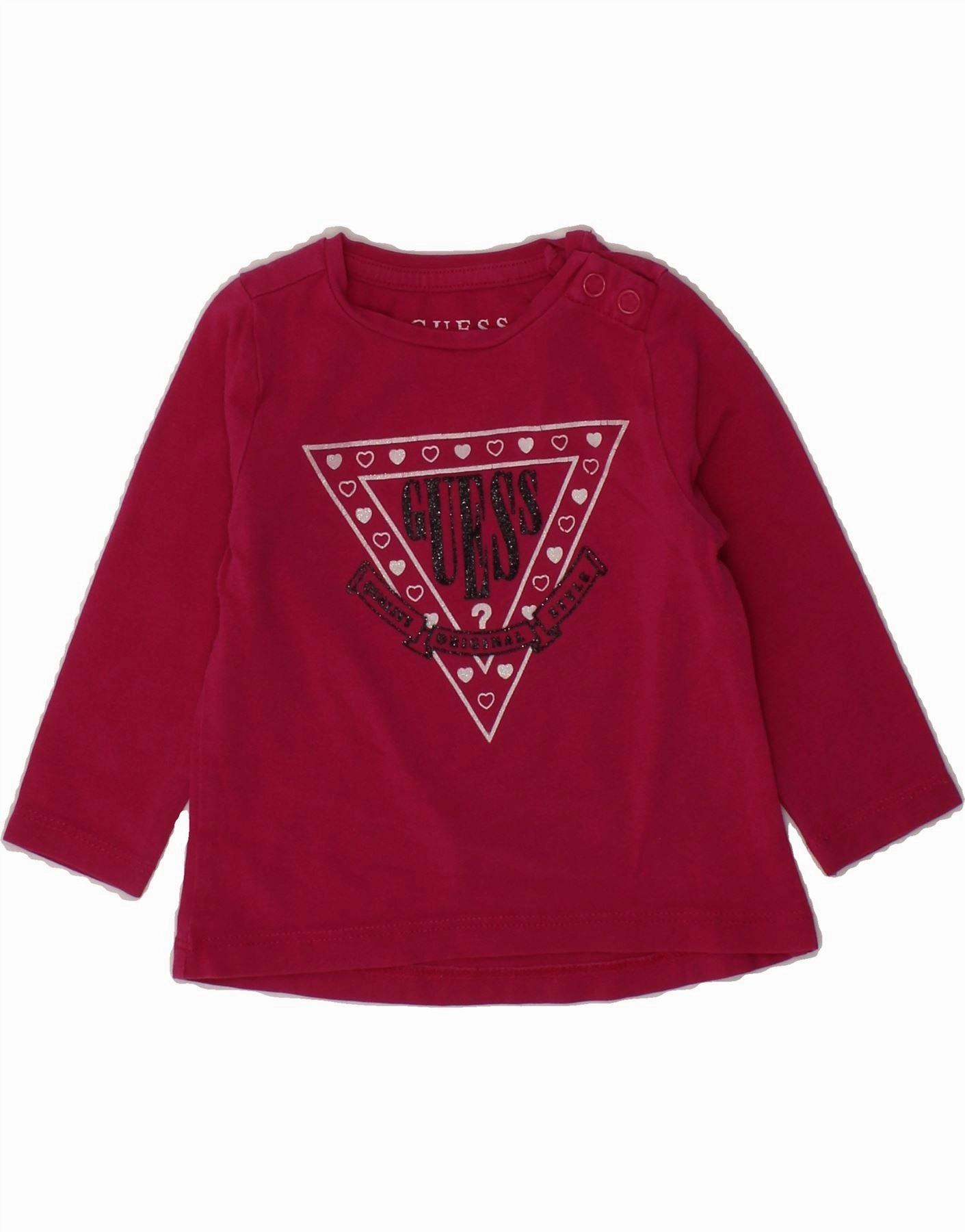 GUESS Baby Girls Graphic Top Long Sleeve 3-6 Months Pink Cotton Vibrant Colors
