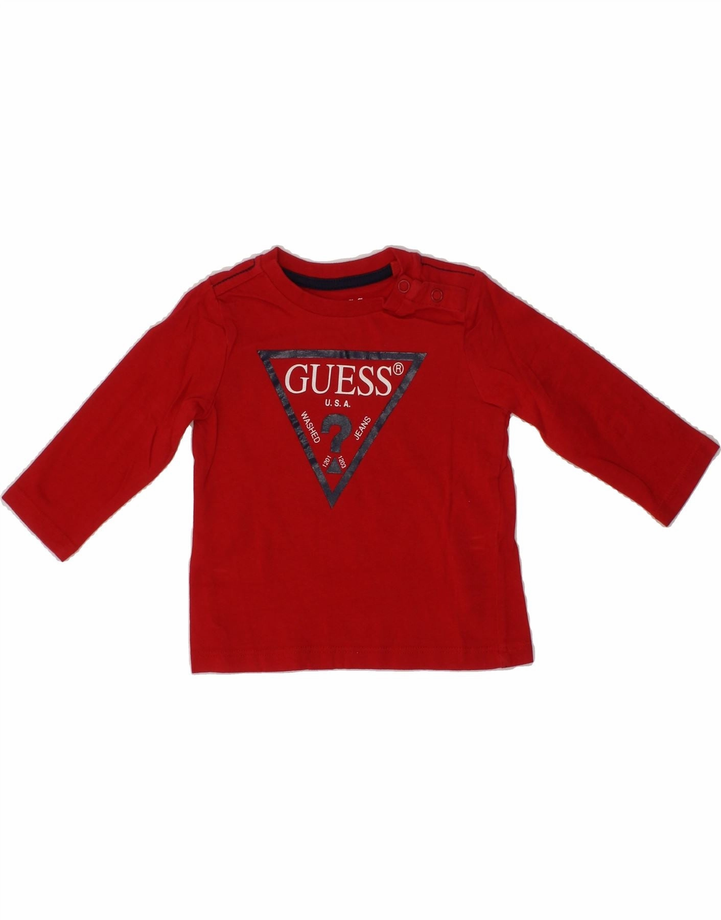GUESS Baby Girls Graphic Top Long Sleeve 3-6 Months Red Cotton Affordable Luxury