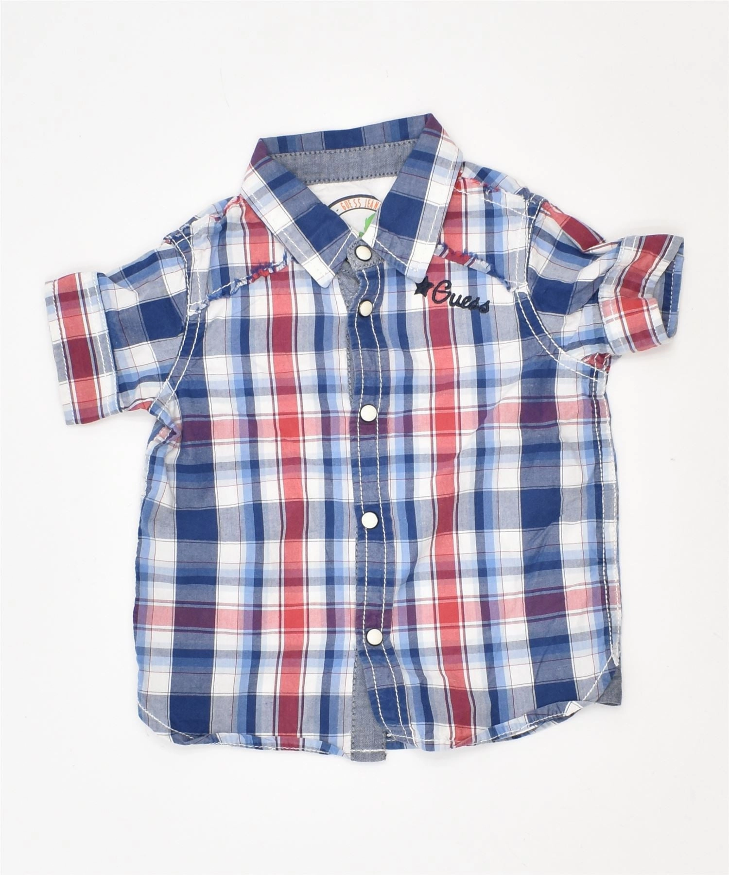Corporate Wear GUESS Boys Shirt 6-9 Months Multicoloured Check Cotton