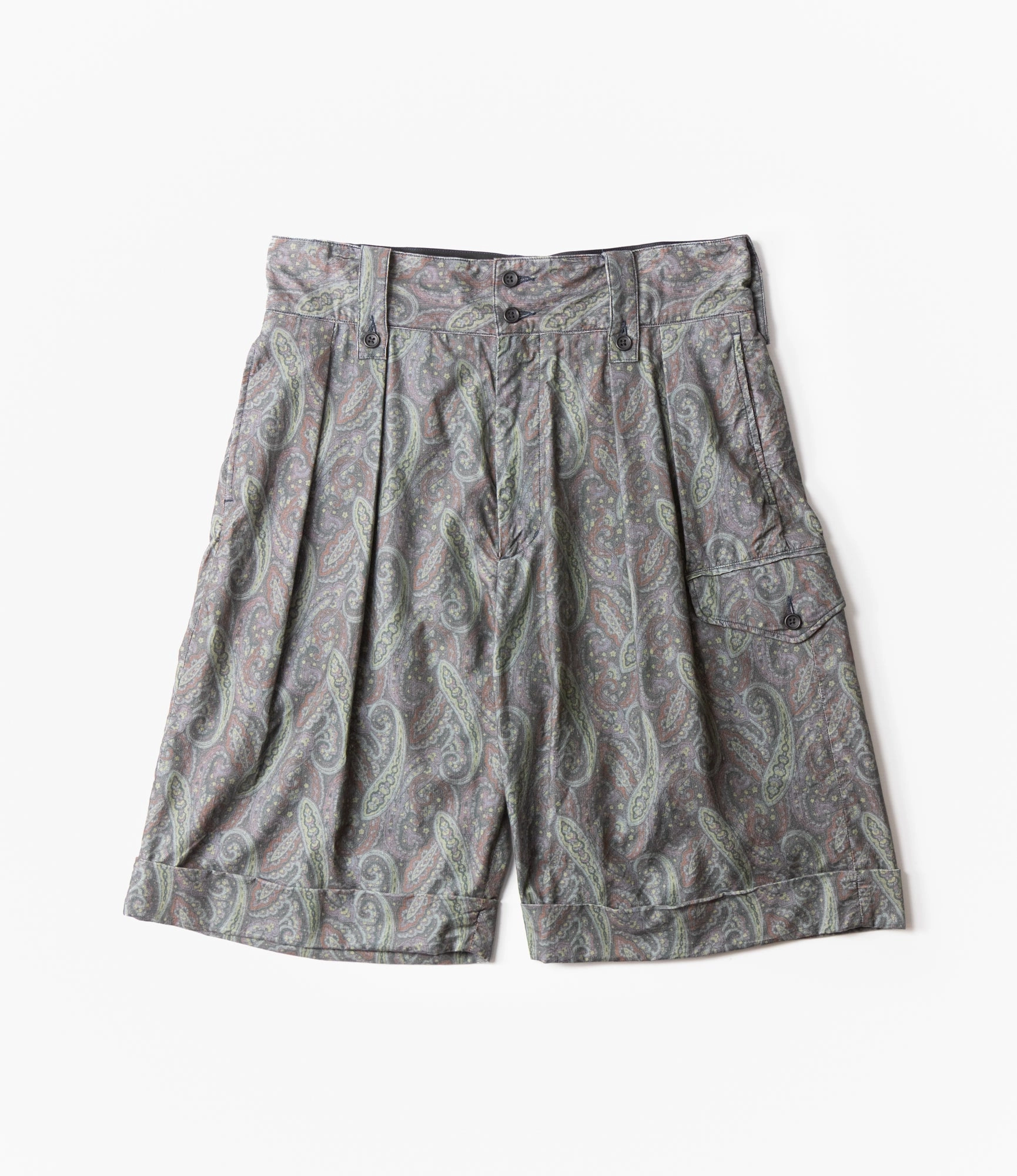 Gurkha Short ?C Charcoal Paisley Corduroy Wide Leg Opening