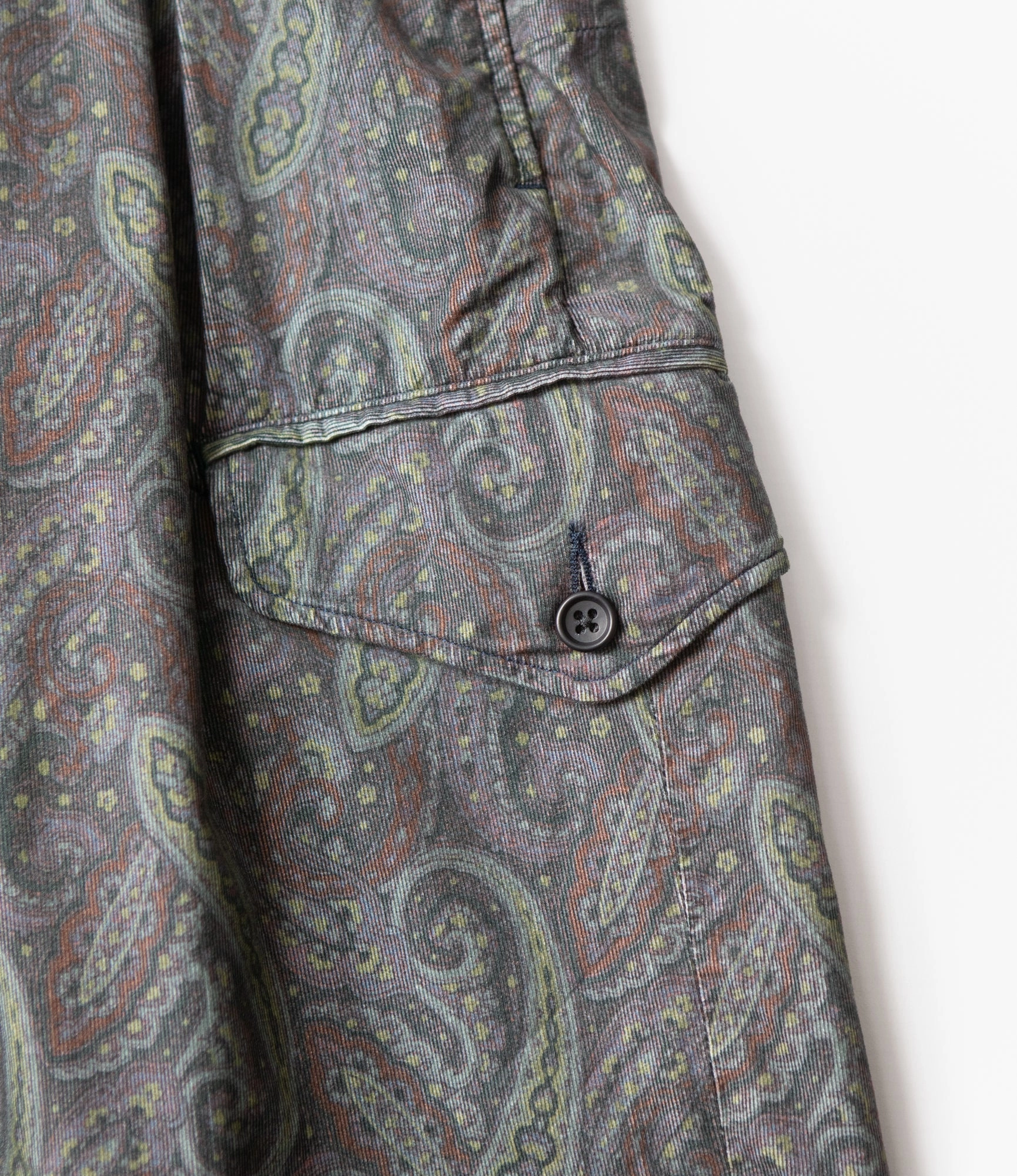 Gurkha Short ?C Charcoal Paisley Corduroy ribbed texture