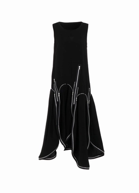 Sleek and Flattering Cool Look HARD TWIST GABARDINE ZIP DRESS