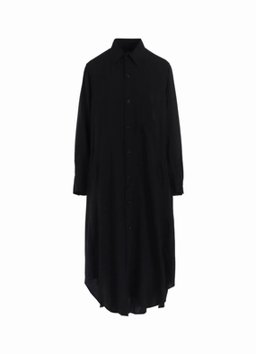 HARD-TWIST SERGE CLOTH PLACKET DRESS Light Mood Casual Elegance