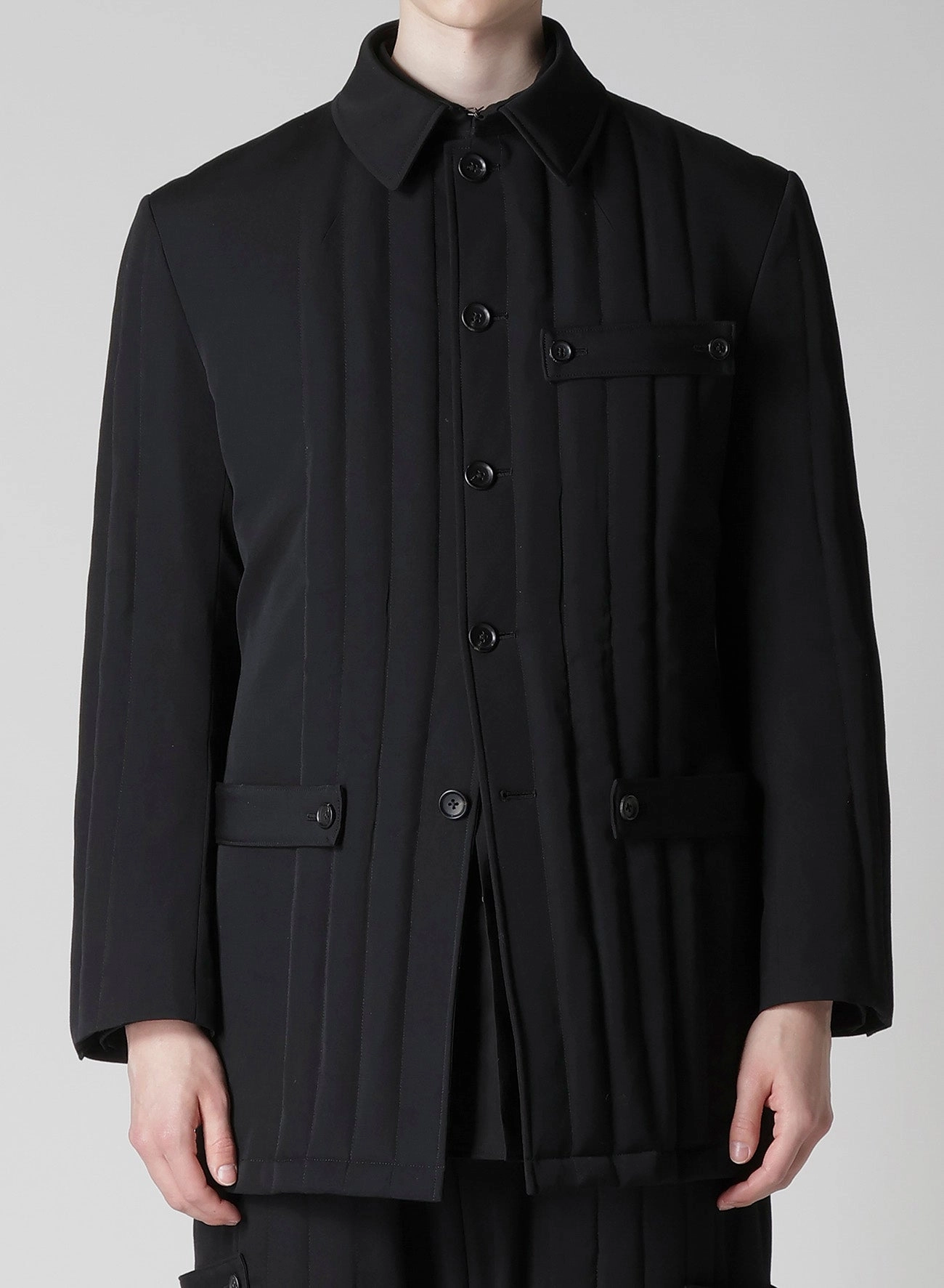 WOOL GABARDINE TAB DETAIL PADED JACKET popular among teenagers Easy Zip