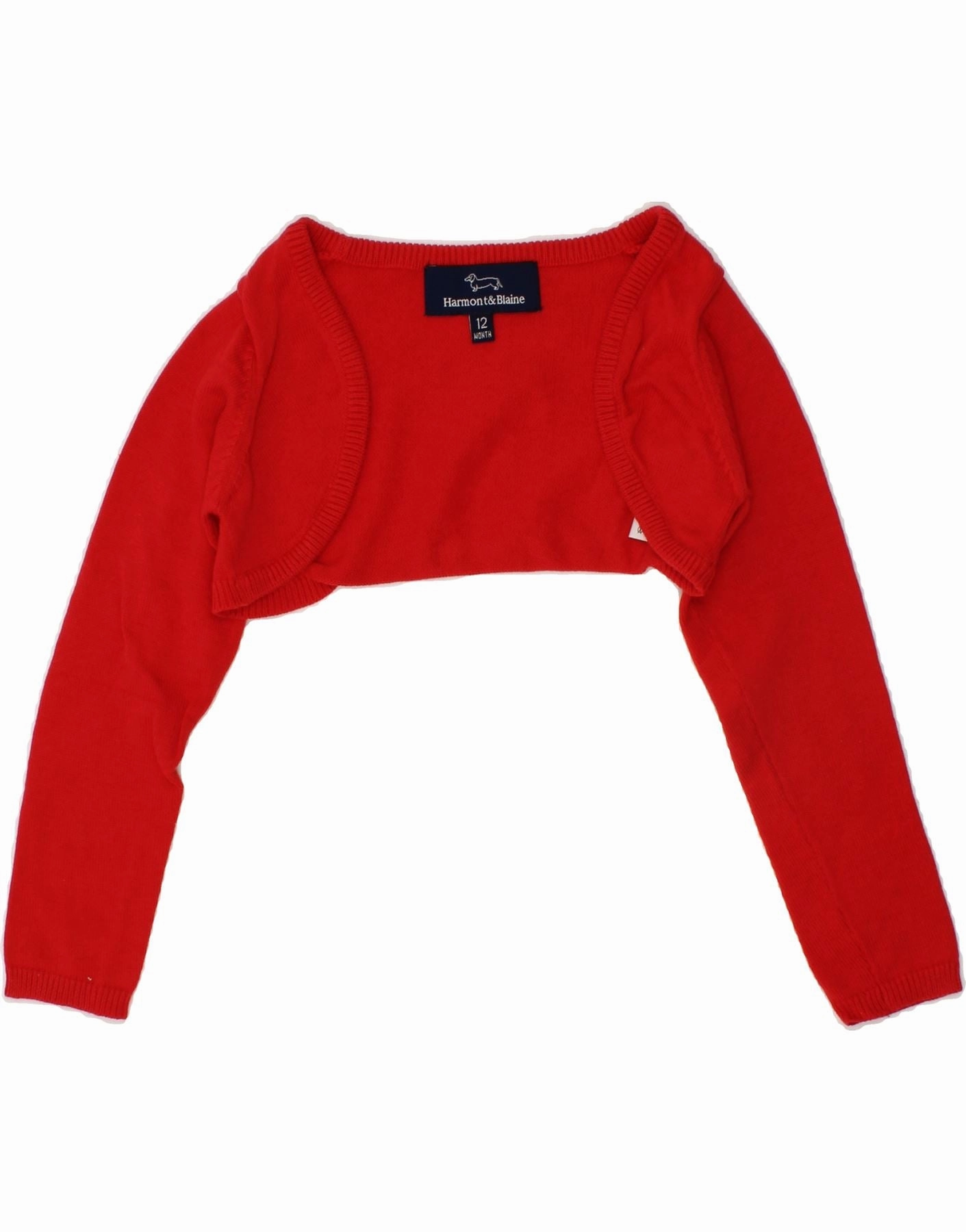 Merino Wool HARMONT & BLAINE Baby Girls Crop Cardigan Sweater 9-12 Months Red Cotton