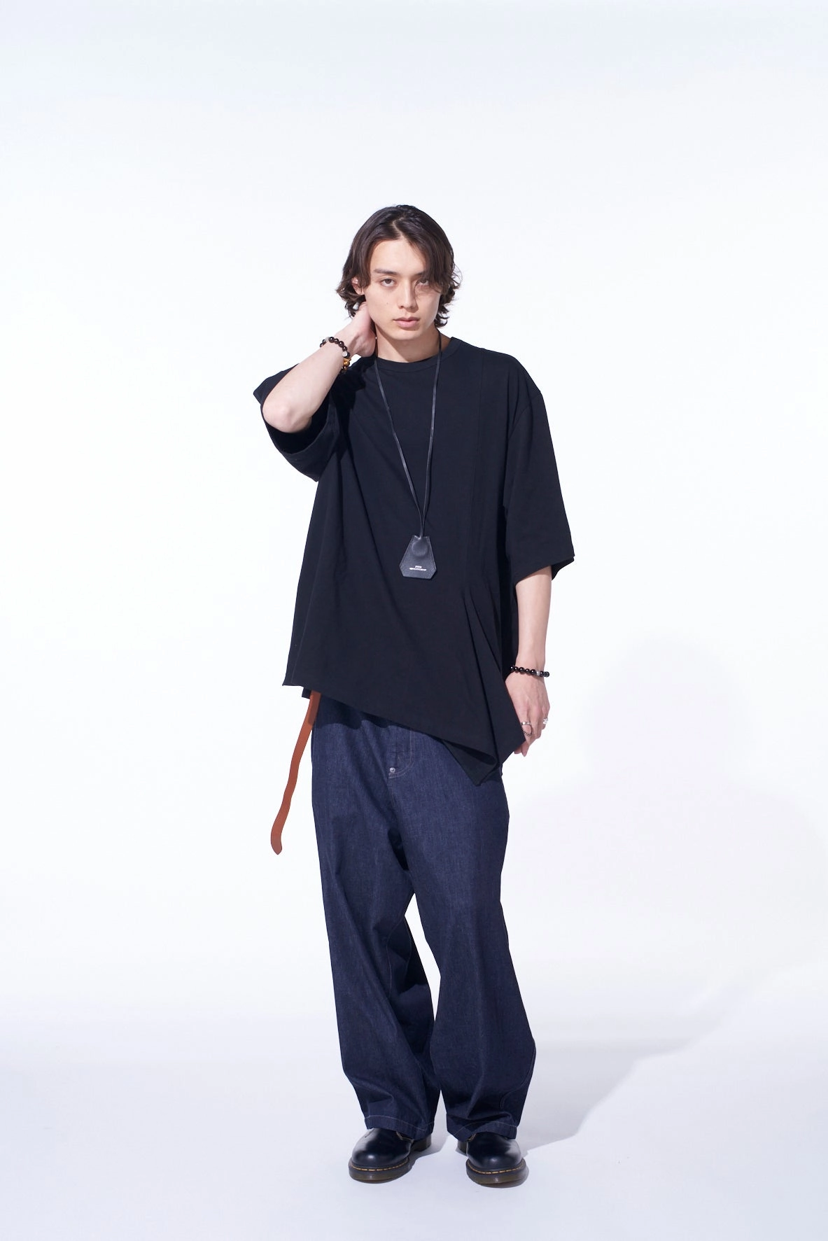 7oz TWO-TONE DENIM 5POCKET WIDE PANTS Minimal Waist Anti Static Finish