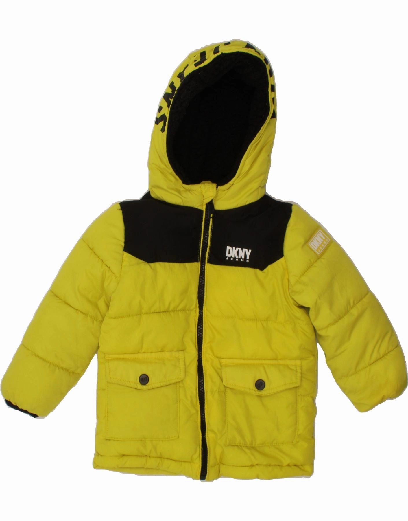 waiters DKNY Baby Boys Graphic Padded Jacket 18-24 Months Yellow Colourblock