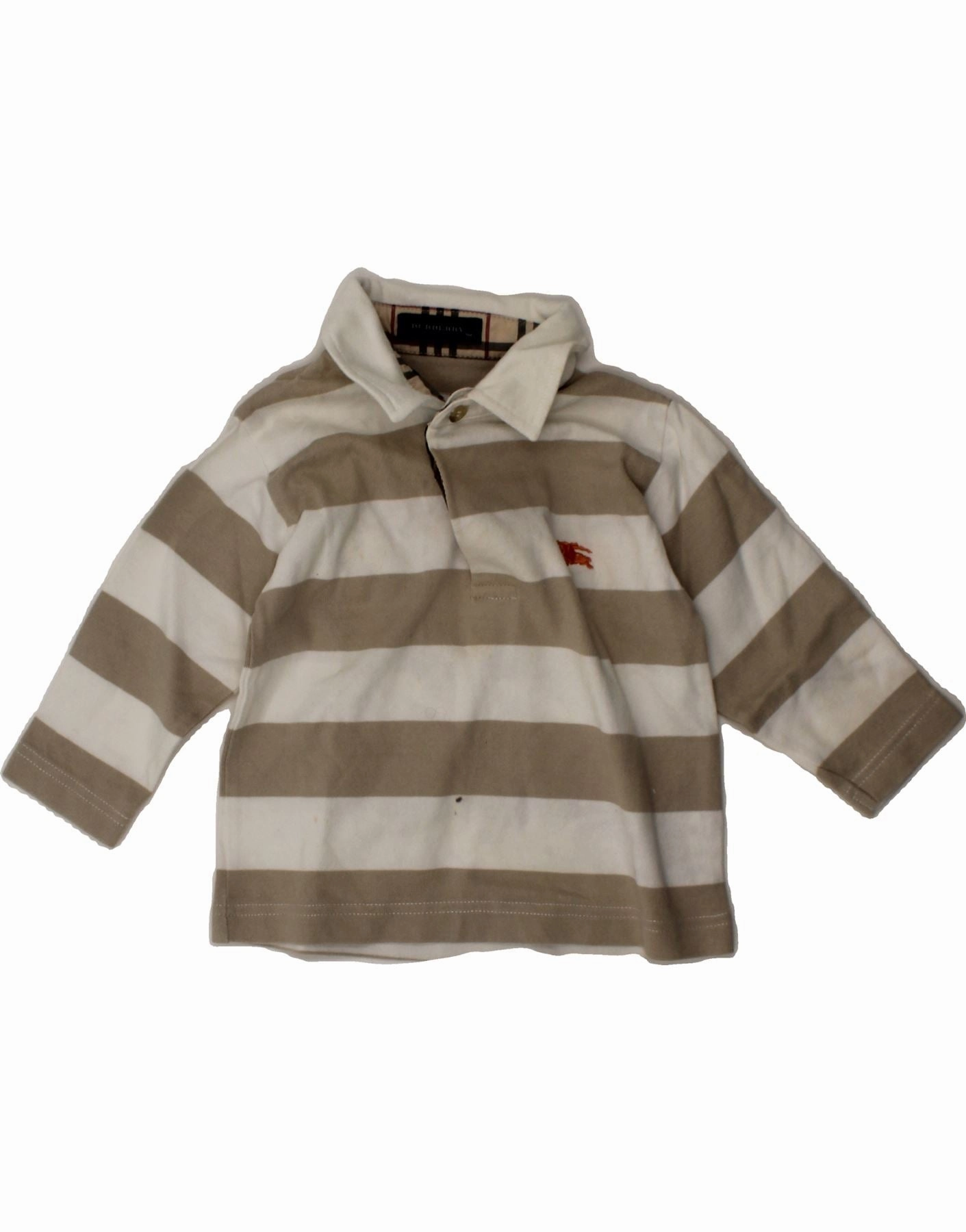BURBERRY Baby Boys Graphic Rugby Polo Shirt 6-9 Months Beige Striped Youth fashion Vintage Style