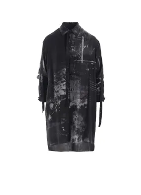 CUPRO BLURRY FLOWER PRINT LONG SLEEVE BLOUSE Camping Essential