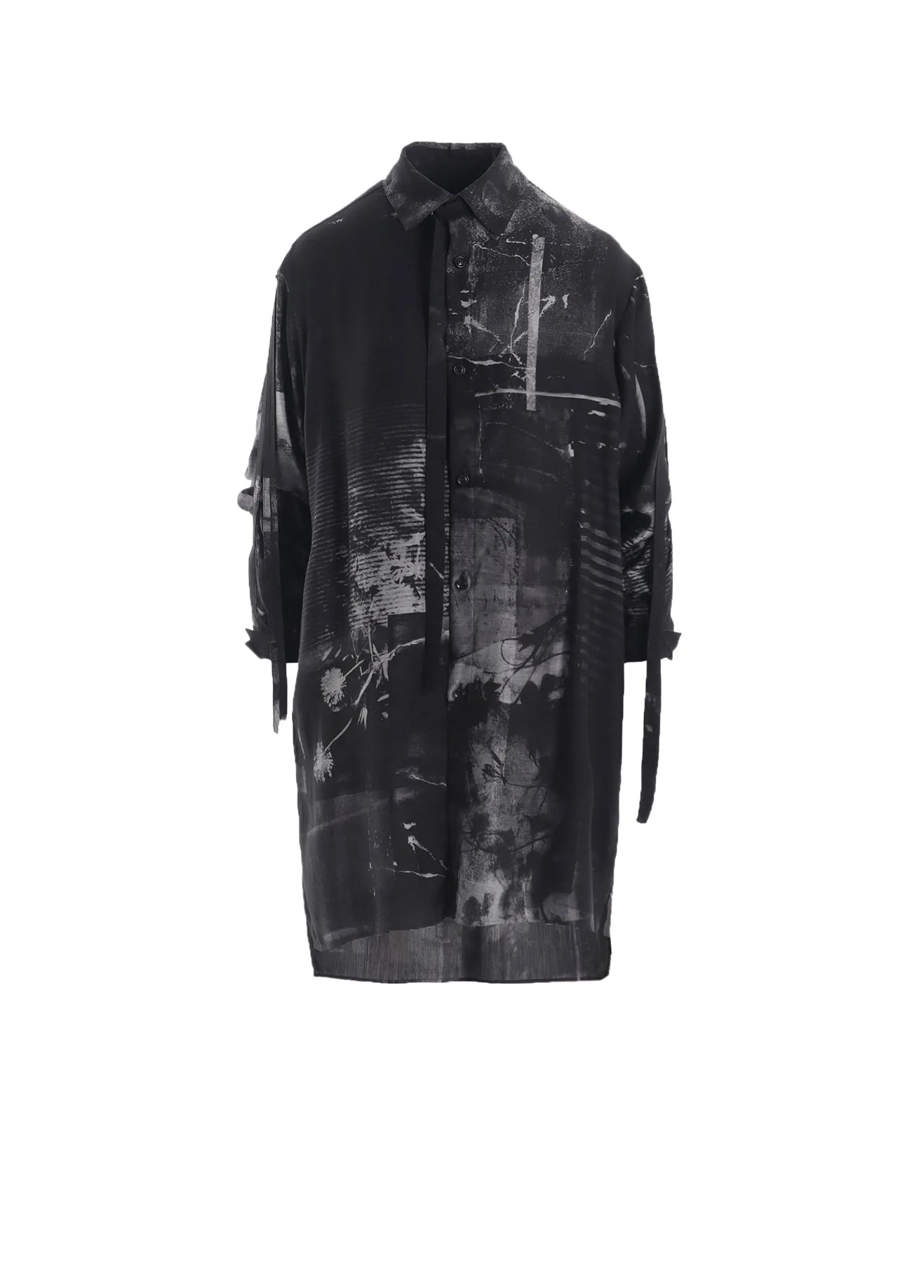 CUPRO BLURRY FLOWER PRINT LONG SLEEVE BLOUSE Camping Essential