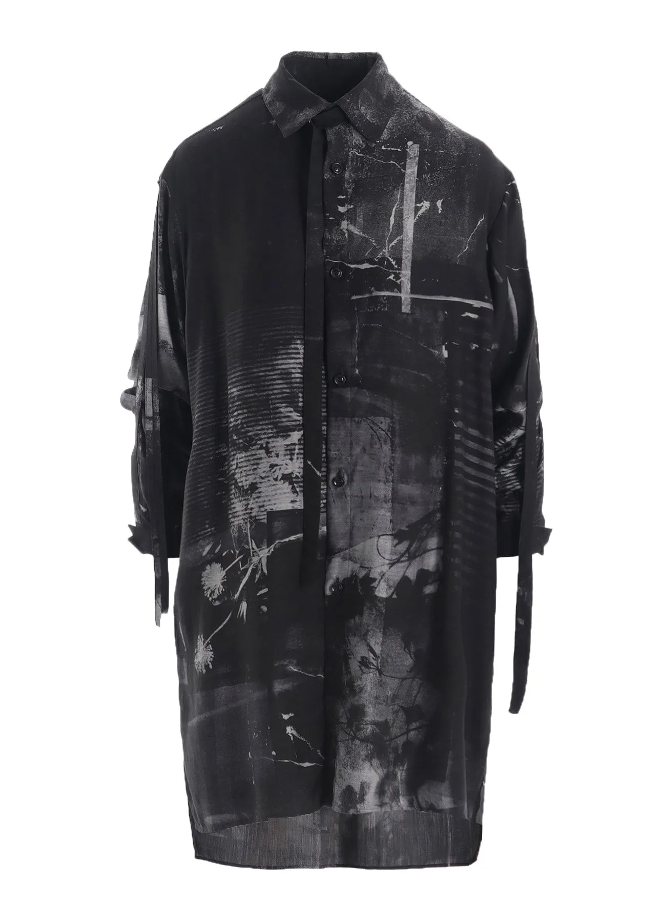 Gift Idea Trendy Vibes CUPRO BLURRY FLOWER PRINT LONG SLEEVE BLOUSE