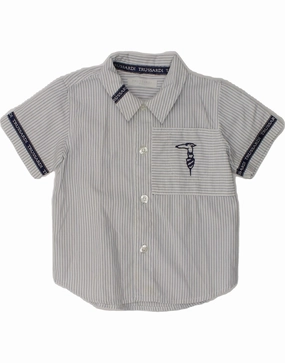 TRUSSARDI BABY Baby Boys Graphic Short Sleeve Shirt 6-9 Months Grey Mature appeal Printed Pattern
