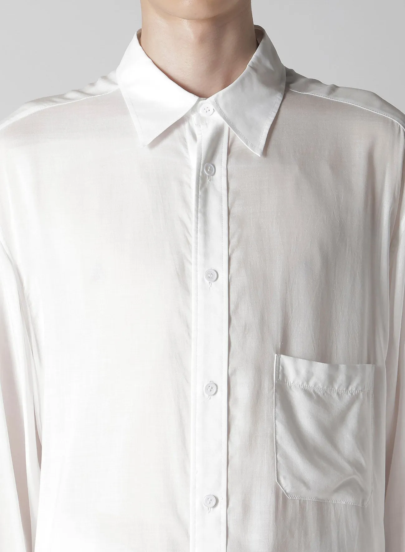 Seamless Shoulder Anti Static Finish WHITE 80 MODAL LAWN BACK PANELED SLIT BLOUSE