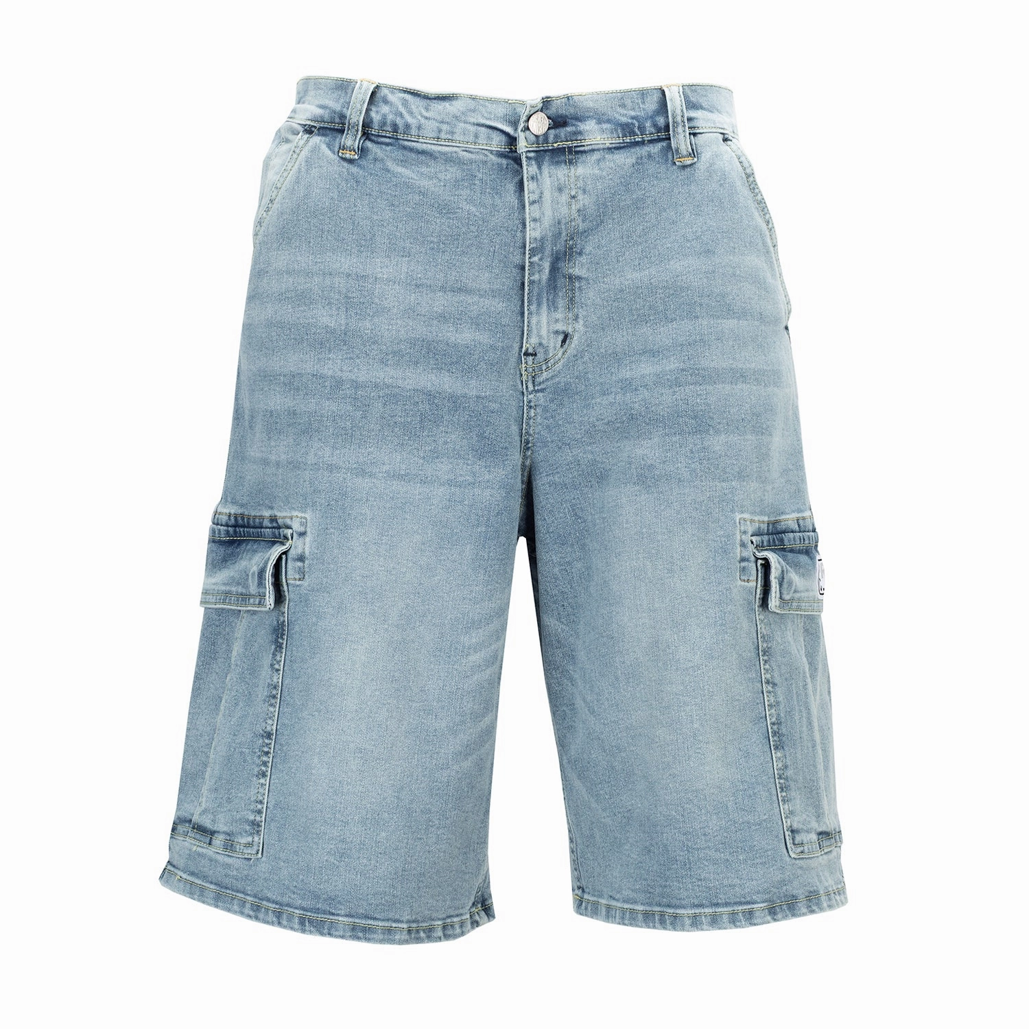 Baggy Denim Cargo Short -Mens Polyester fabric