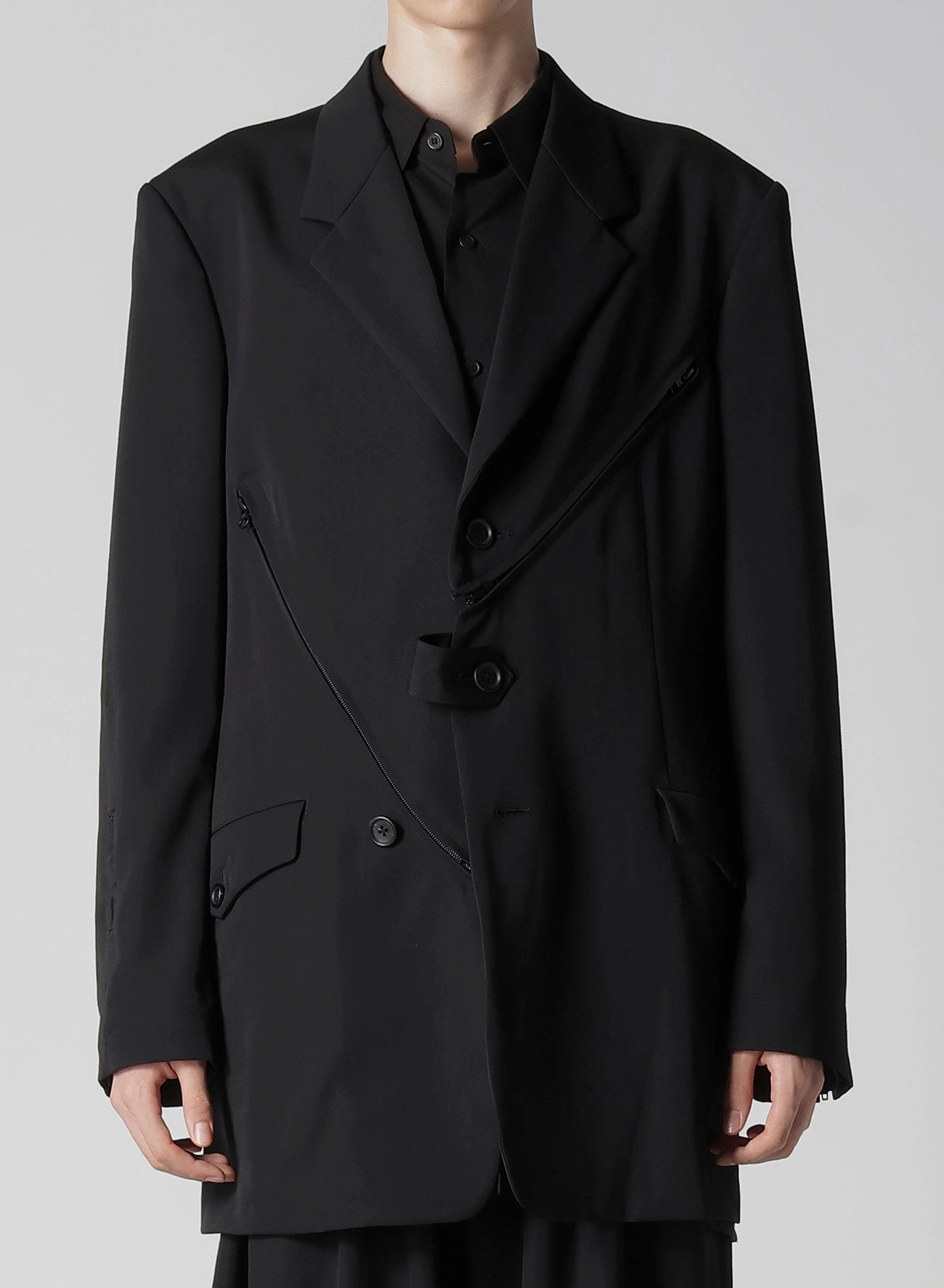 WOOL GABARDINE ZIP DETAIL PANELED JACKET New Arrival Windproof Shield