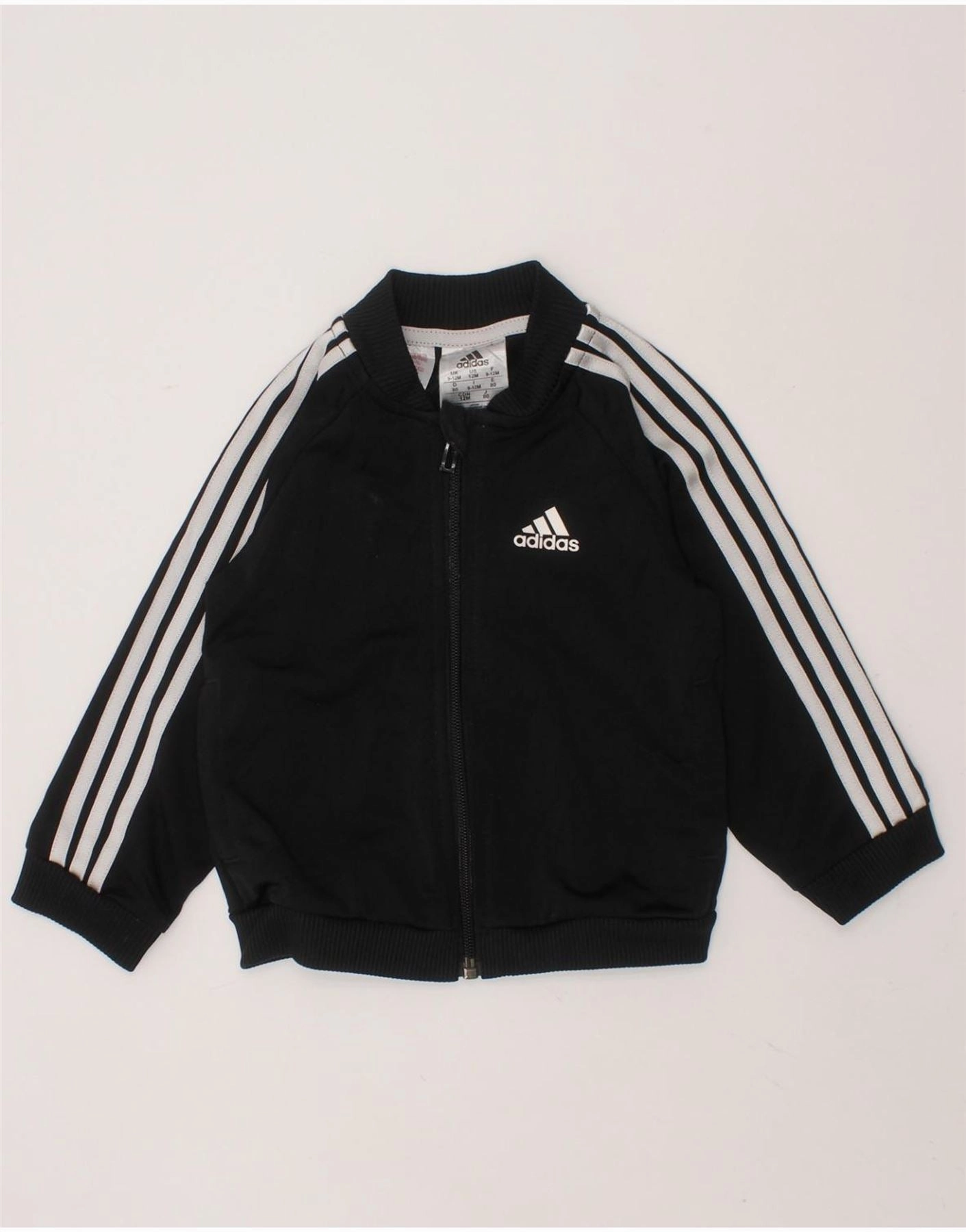 ADIDAS Baby Boys Graphic Tracksuit Top Jacket 9-12 Months Black Polyester Adventure Gear men's fashion