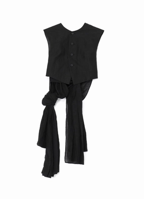 Shock Resistant FadeResistant Color HIGH TWISTED GABARDINE BACKSIDE KNOT DETAIL VEST