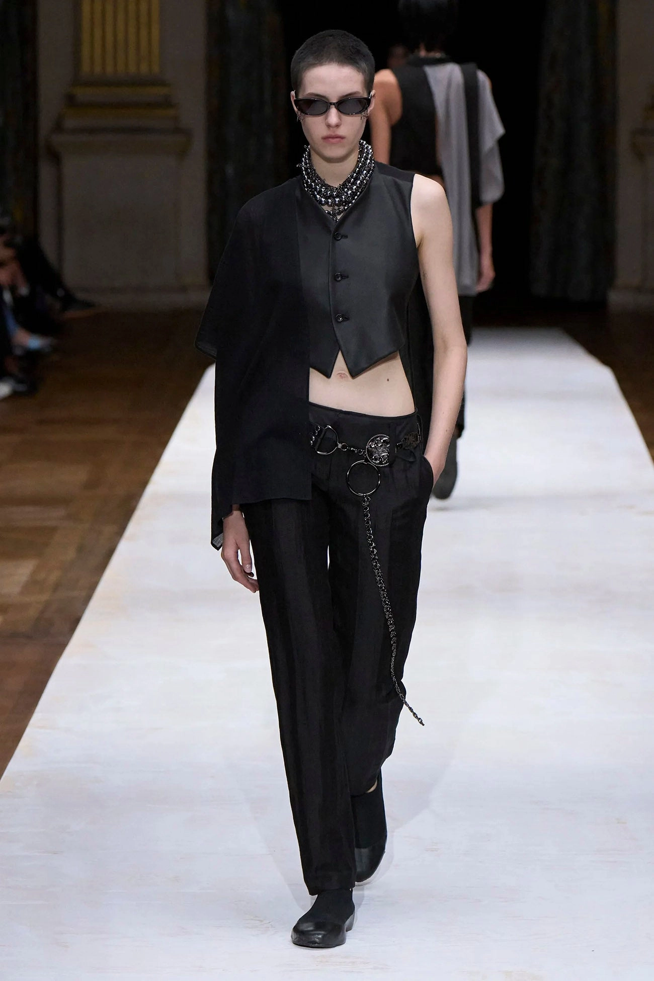 Perfect Shape Timeless Appeal HIGH TWISTED GABARDINE LEATHER DETAIL PANTS