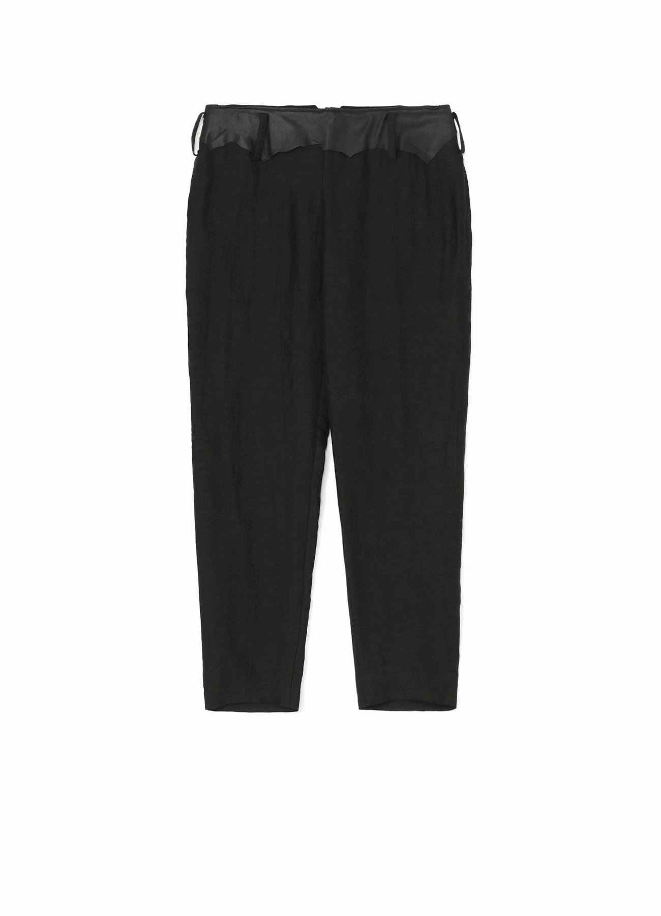 Full Motion HIGH TWISTED GABARDINE LEATHER DETAIL PANTS