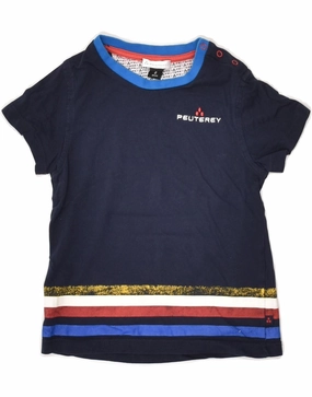Reinforced Buttonholes PEUTEREY Baby Boys T-Shirt Top 18-24 Months Navy Blue Striped Cotton