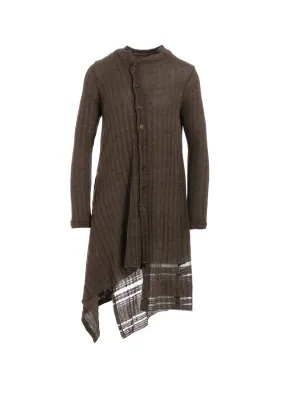 DROP NEEDLE RIB STRIPE ASYMMETRIC LONG CARDIGAN City Trend