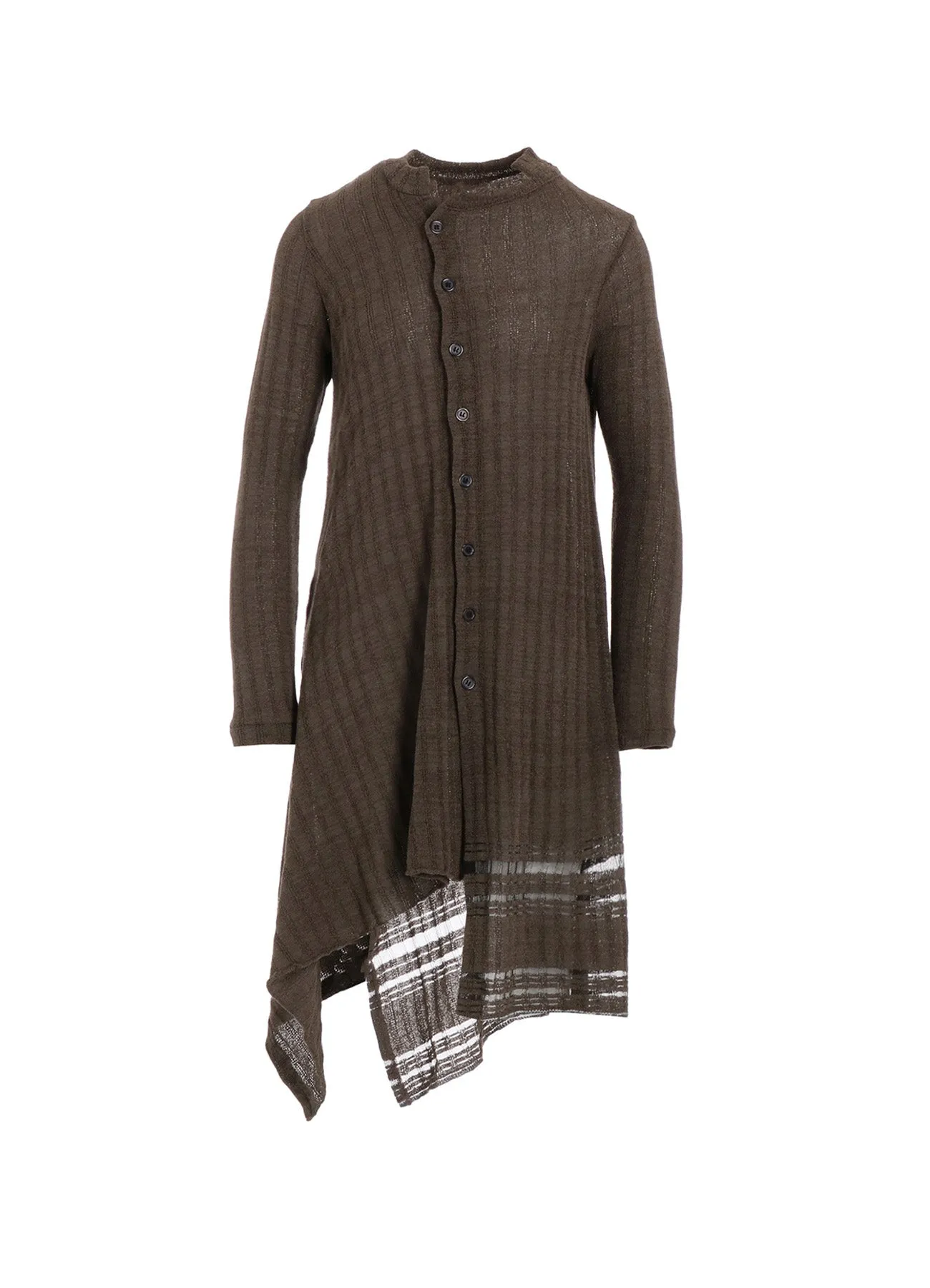 DROP NEEDLE RIB STRIPE ASYMMETRIC LONG CARDIGAN City Trend