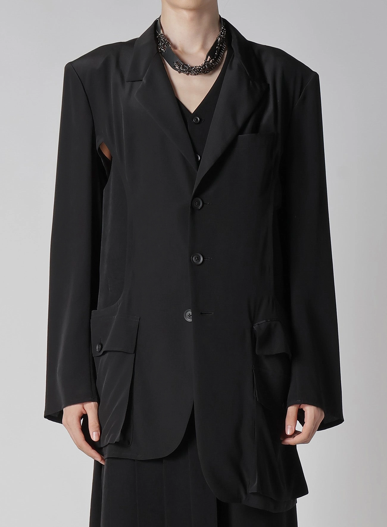 16M CREPE DE CHINE SIDE OPENED JACKET YKK Zipper Quality