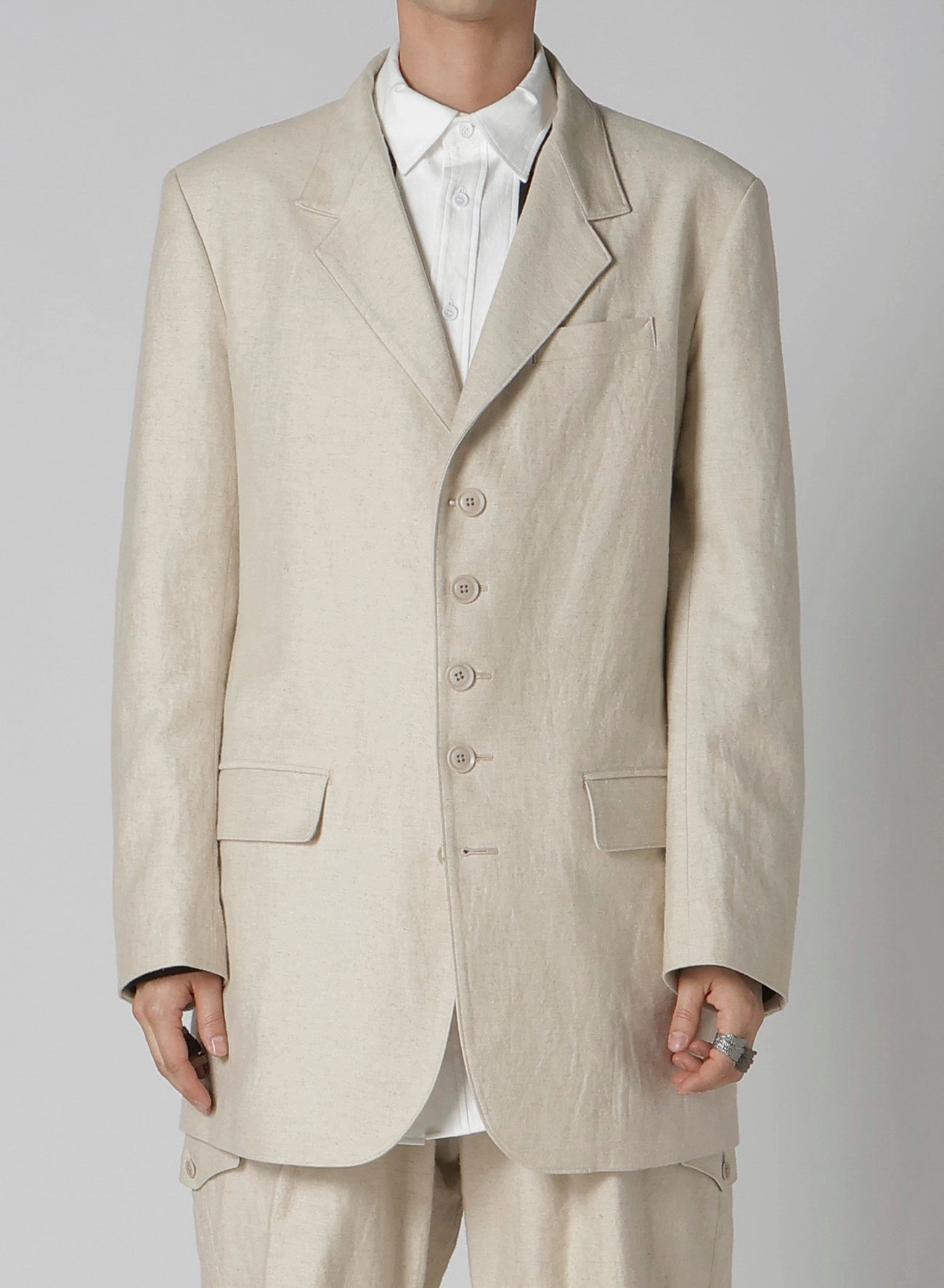 Sense COTTN LINEN DOUBLE SATIN JACKET WITH 5-BUTTONS