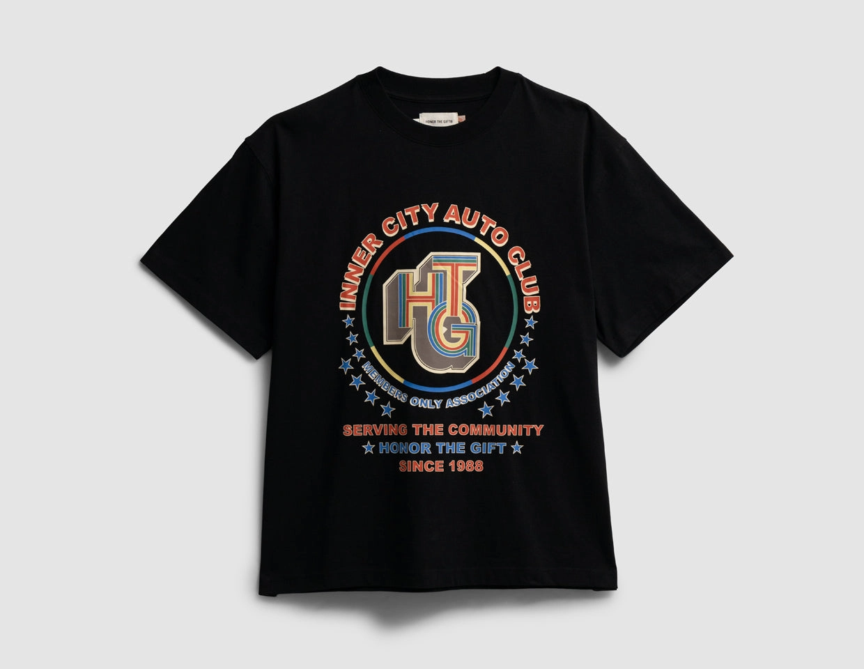 Honor The Gift Association T-Shirt Black Ribbed collar Stylish and Cozy