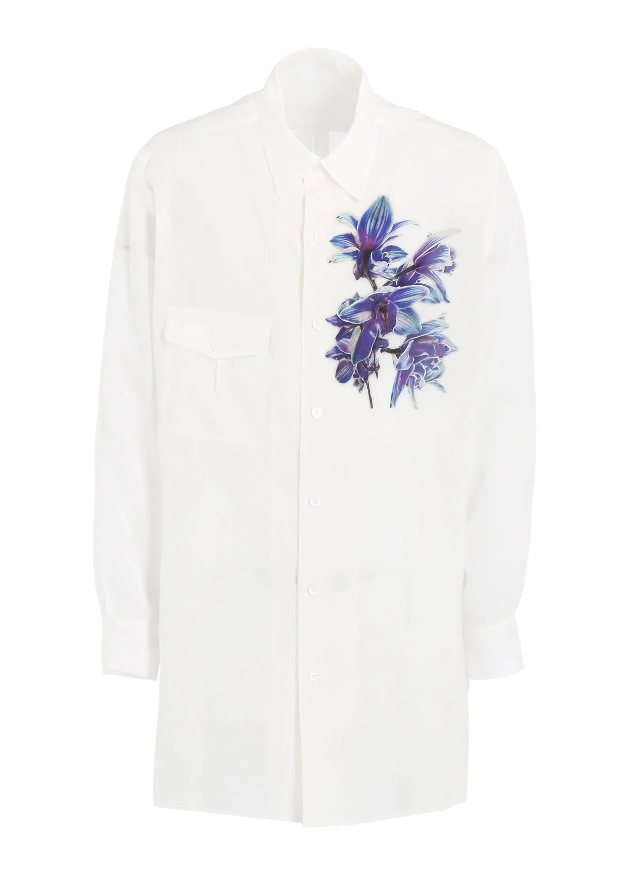 REGULAR COLLAR SHIRT WITH BLUE FLOWER PRINT Modern Fit Tailored Silhouette